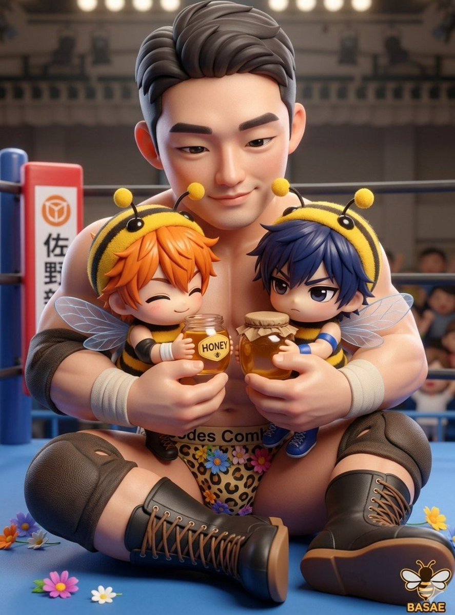 rekkun12's tweet photo. パパレスラーにハチミツをあげたいけど、出遅れてしまって怒ってる諒真と食べてもらってる海成。 https://t.co/WxVtIBL8CX