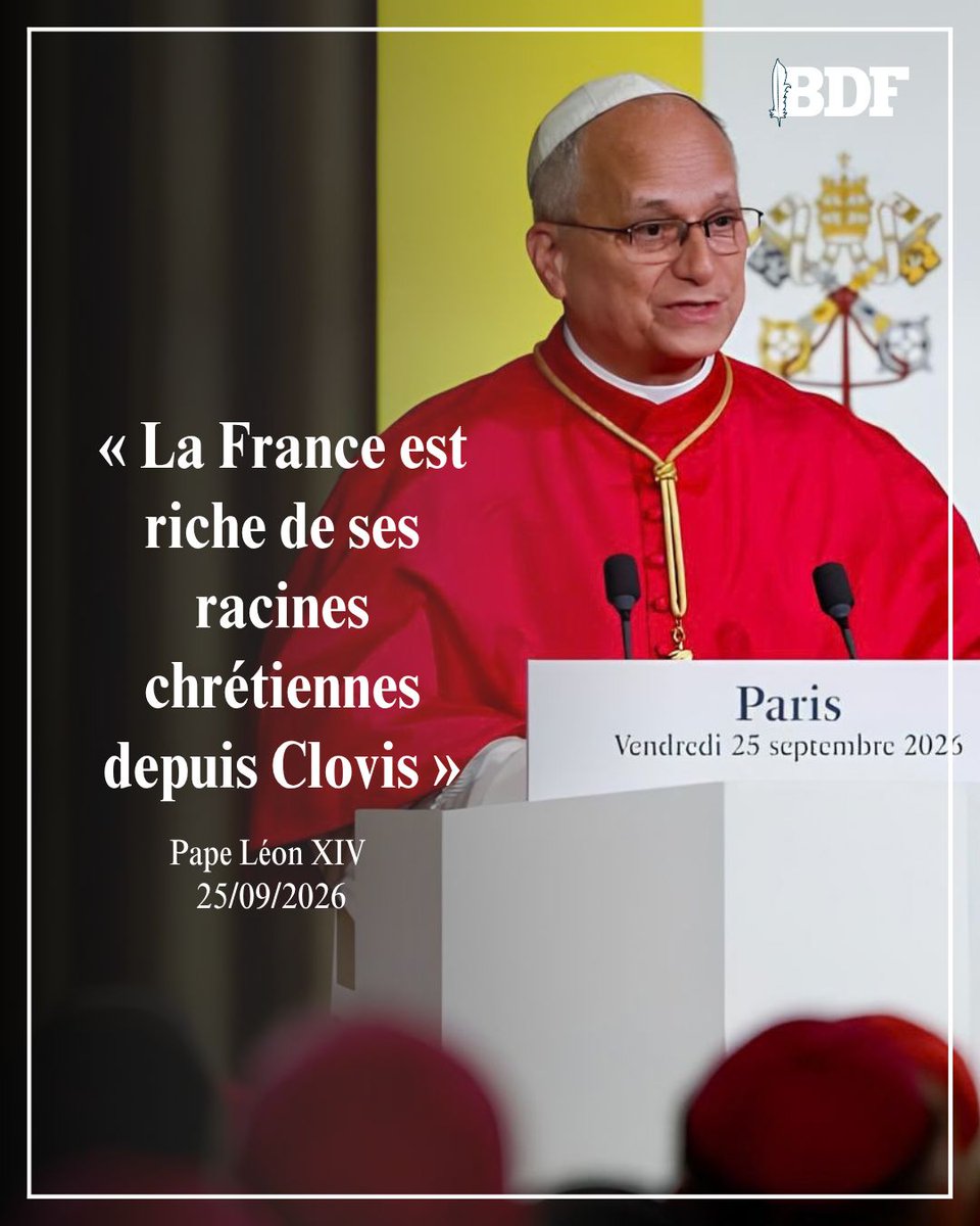 billetdefrance's tweet photo. 💥 Racines chrétiennes.

Le pape Léon XIV a rappelé les racines chrétiennes de la France depuis Clovis au Palais de l'Élysée. https://t.co/g9PrOXZPua
