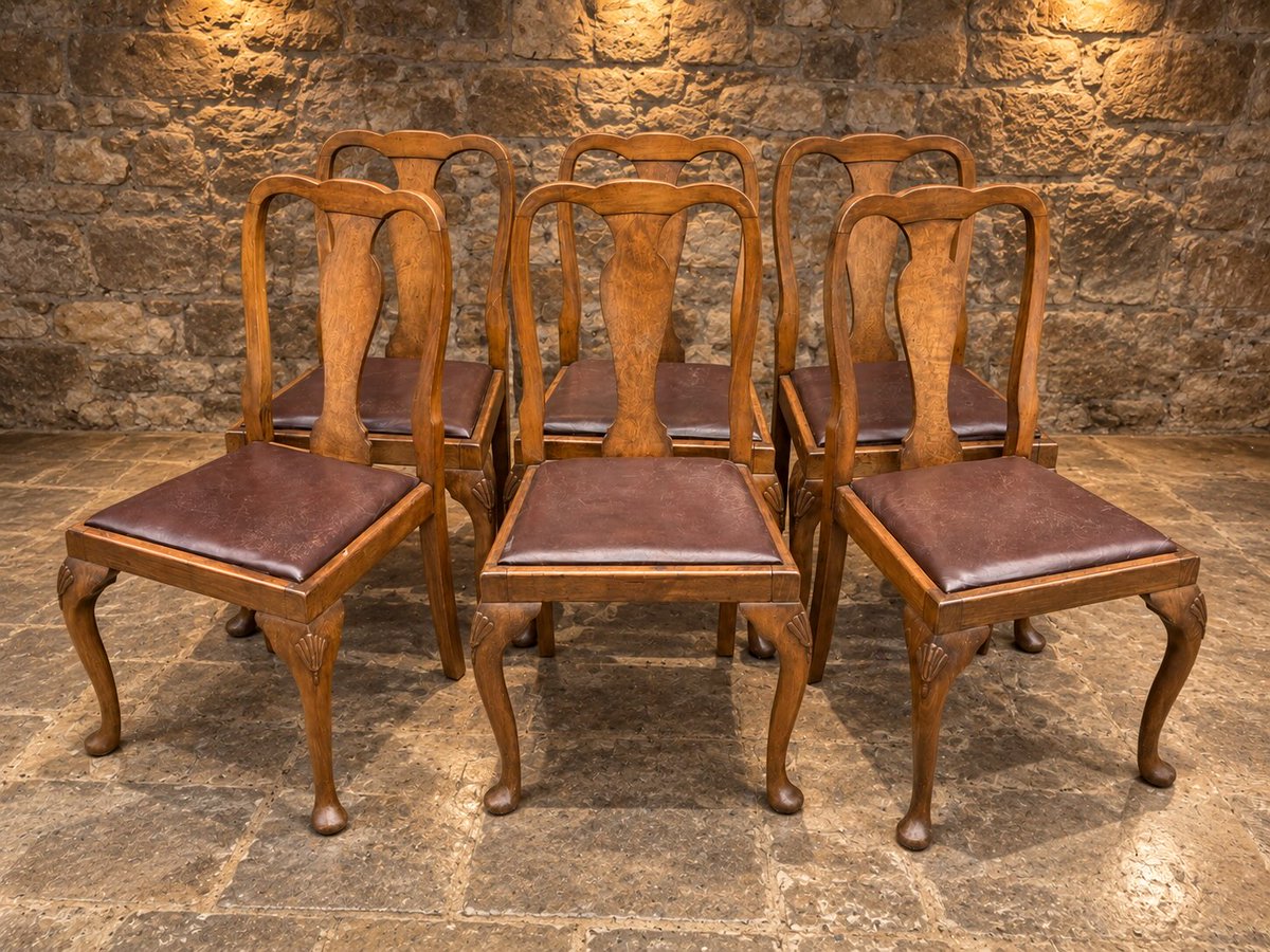 KaranVanmeter's tweet photo. Dating from the 1920s–1940s, this elegant set features warm figured timber, vase-shaped splat backs, cabriole legs and delicate carved details. Perfect with an antique dining table or as a refined contrast in a contemporary home. Available now. https://t.co/Ja2YxM0nuf