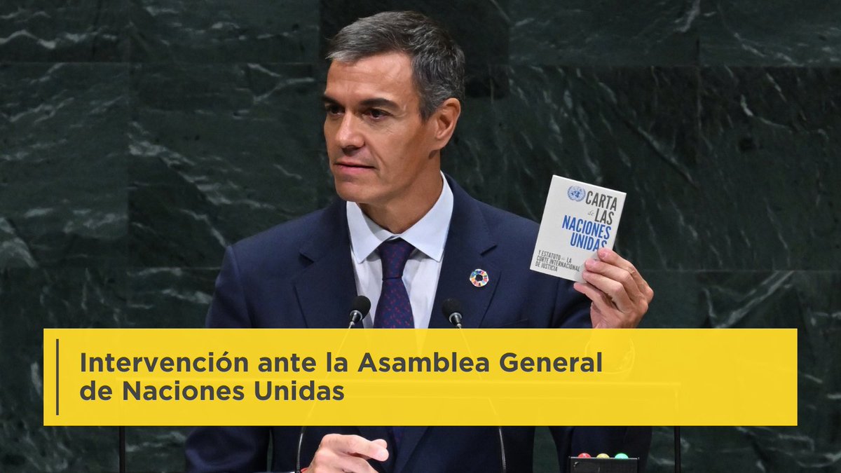 desdelamoncloa's tweet photo. "El feminismo es una de las principales fuerzas de transformación y progreso que ha conocido el mundo y ya es hora de que guíe a esta institución".

Discurso de @sanchezcastejon en la Asamblea General de la @ONU_es.

Si no pudiste verlo, disponible en ⤵️
https://t.co/Eq85WDHcfV https://t.co/YLGID1lOzI