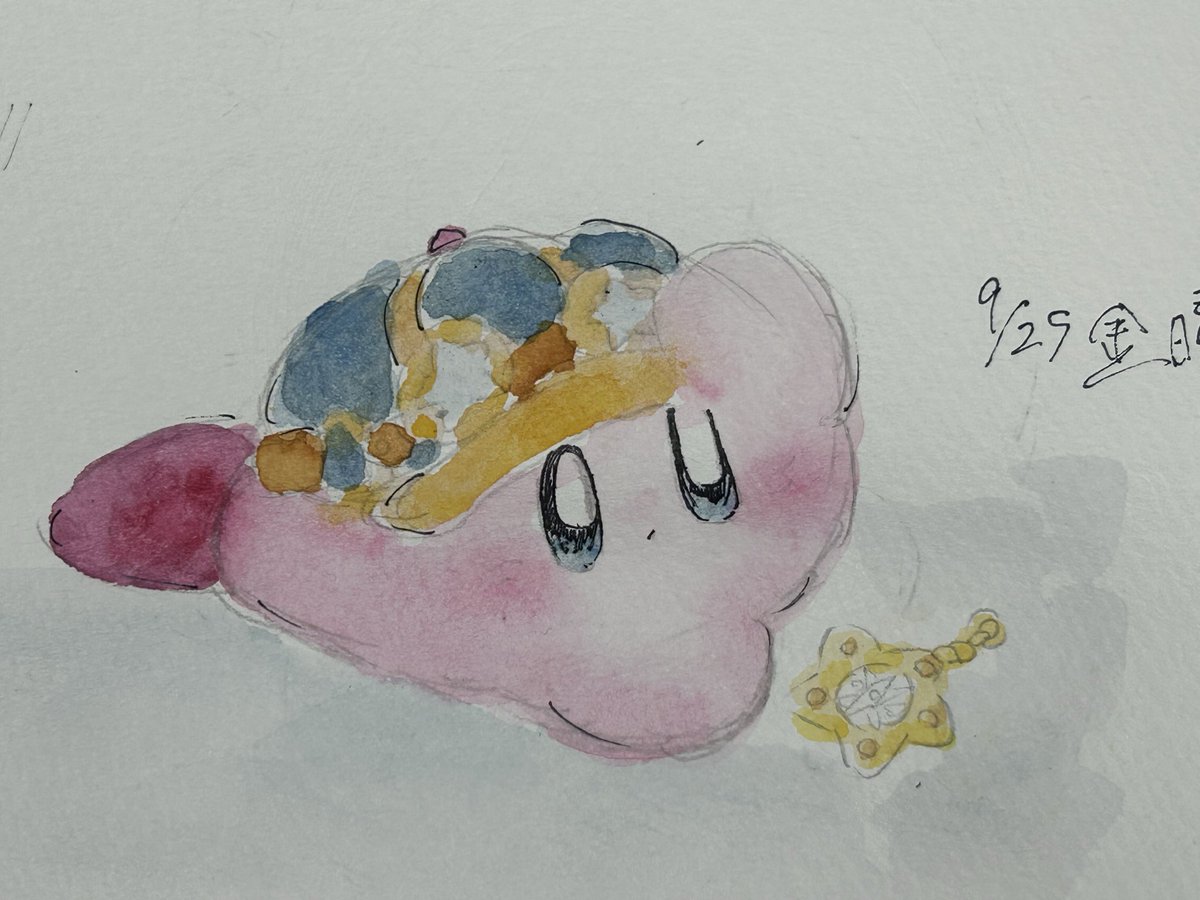sdatipon's tweet photo. 描いて気付いたんですが夢幻カービィの
帽子難しいですね
#星のカービィ　#アナログカービィ https://t.co/YBZievKpVq
