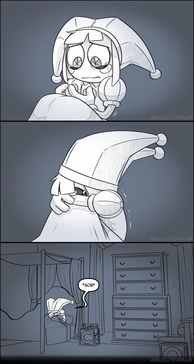 _AbsoluteDream_'s tweet photo. Something is up with Pomni and she withdrawals herself a bit. Others notice and begin to worry. Except Jax. Jax isn't worried. Not at all.

Comic Thread (1/19)
#TADC #Jax #pomni #funnybunny https://t.co/cMb7KaPjGC