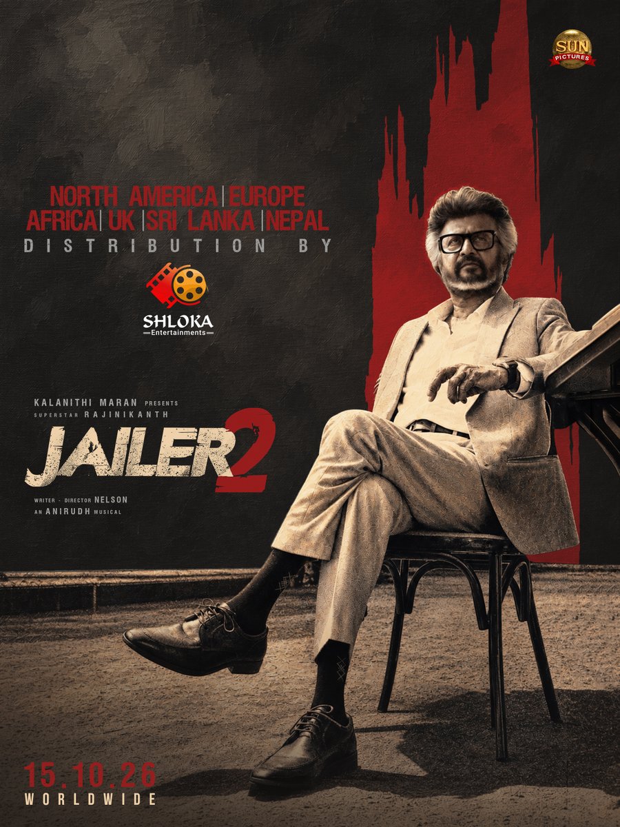 sunpictures's tweet photo. #Jailer2 North America, Europe, Africa, UK, Sri Lanka & Nepal distribution by @ShlokaEnts 🔥

@rajinikanth @Nelsondilpkumar @anirudhofficial @vidya_balan @iam_SJSuryah #SurajVenjaramoodu @meramyakrishnan @iYogiBabu @mirnaaofficial @vijaykartikdop @Nirmalcuts @ChethanDsouza @AlwaysJani @KiranDrk @sunilreddy22 #PallaviSingh @valentino_suren @Alagiakoothan #SantoshRaju @kabilanchelliah @kuchirayar73 @RIAZtheboss #Jailer2FromOct15