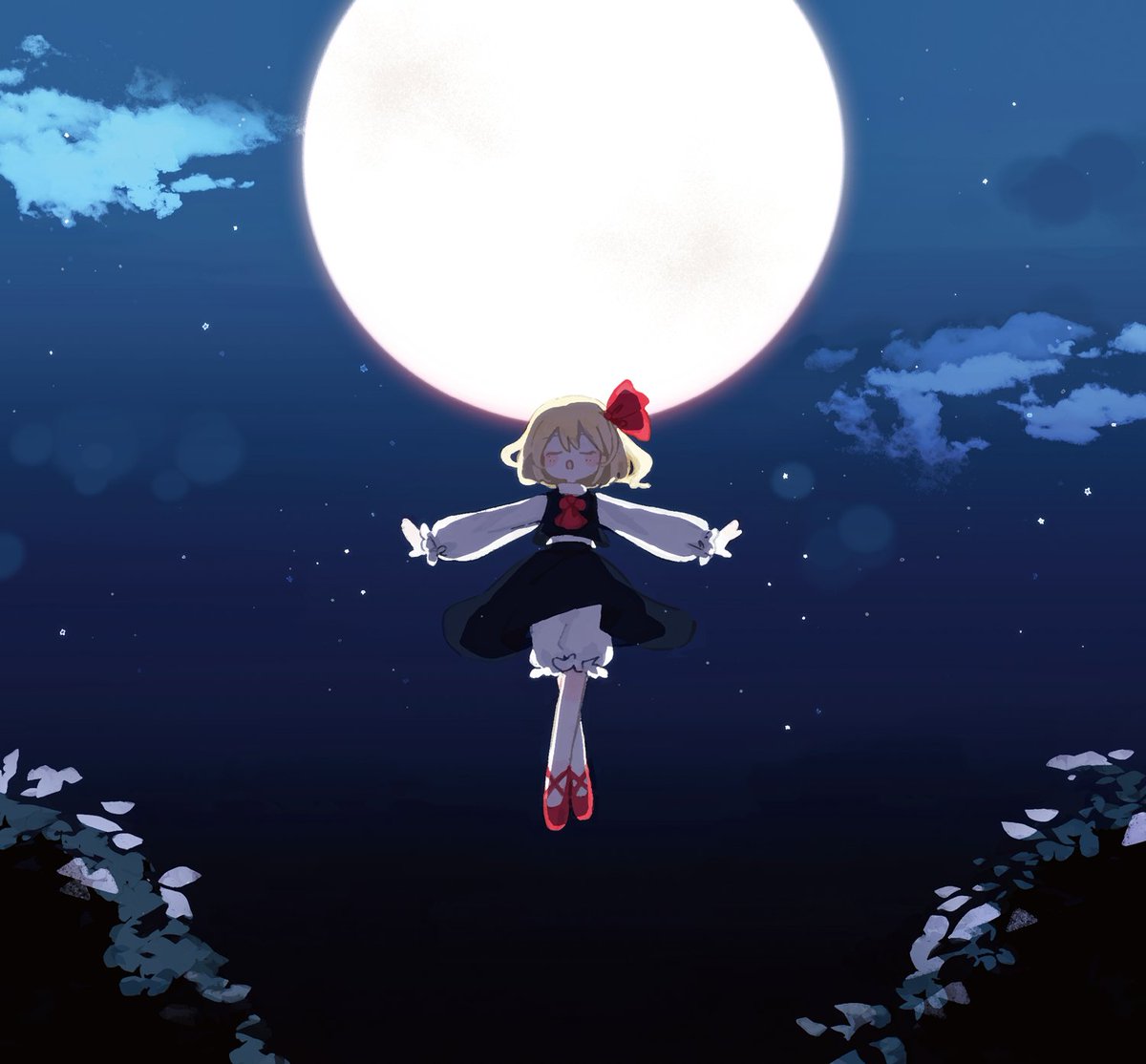 nig_18's tweet photo. 月とルーミアちゃん🌕️ https://t.co/YeDeeI2a04