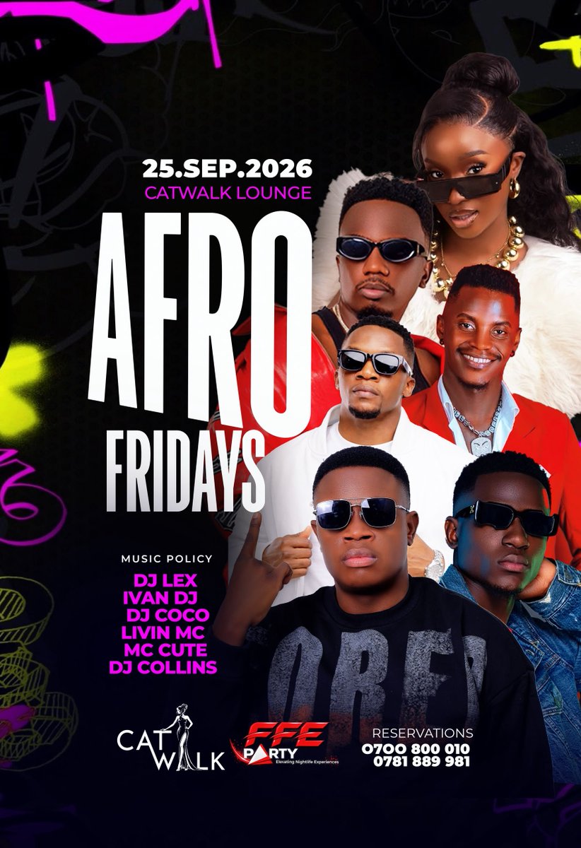FfePARTY's tweet photo. FFE Party beings to you another edition of AFRO FRIDAYS, tonight @CatwalkKla 
Come in to enjoy the good vibes and moments. Early Arrival is highly recommended. https://t.co/ItYUTZ1bvr