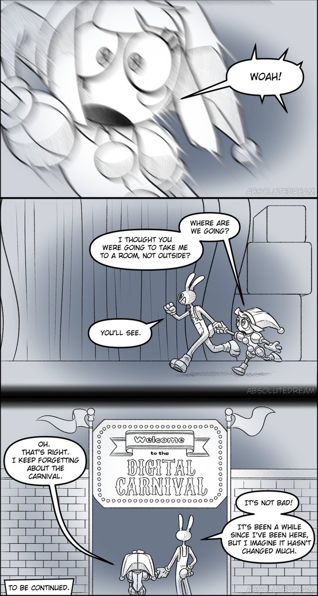 _AbsoluteDream_'s tweet photo. Something is up with Pomni and she withdrawals herself a bit. Others notice and begin to worry. Except Jax. Jax isn't worried. Not at all.

Comic Thread (19/19)
#TADC #Jax #pomni #funnybunny https://t.co/t4Qwn2Q2HK