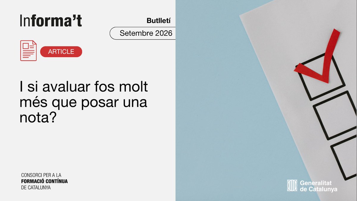 fpo_continua's tweet photo. 📝 Avaluar no és simplement posar una nota.

Una bona avaluació permet saber què s’ha après, detectar dificultats i comprovar si els coneixements es poden aplicar en situacions professionals reals.

Llegeix l'article 👉https://t.co/svonelfa84 https://t.co/MN4in73q7M