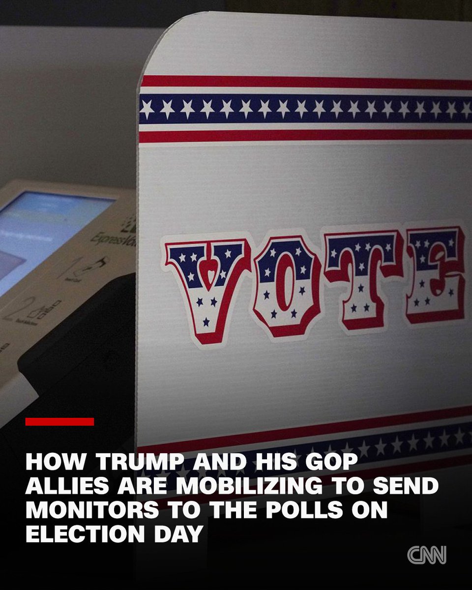 CNN's tweet photo. President Donald Trump and his allies inside and outside his administration are aiming to blanket polling places with an expanding network of party and federal election monitors this November, intensifying scrutiny of the nuts and bolts of voting as Trump hunts for what he claims, without evidence, is widespread cheating and fraud in US elections. https://t.co/AMRFpHwC73