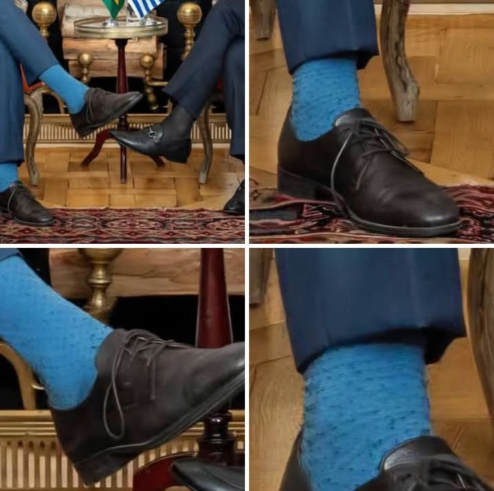 El_Viejo_Pablo's tweet photo. La verdad es que no se le puede pedir un mejor discurso a alguien que se viste para un evento internacional con medias de dormir llenas de pelotitas y los zapatos sin lustrar. https://t.co/dKIYnnhHre