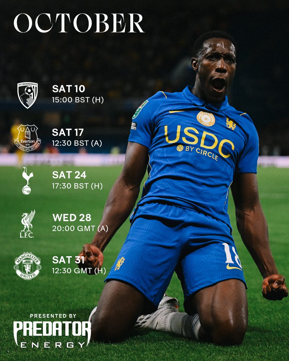 ChelseaFC's tweet photo. The games come thick and fast in October. 😤 https://t.co/9l4vtmPnfP