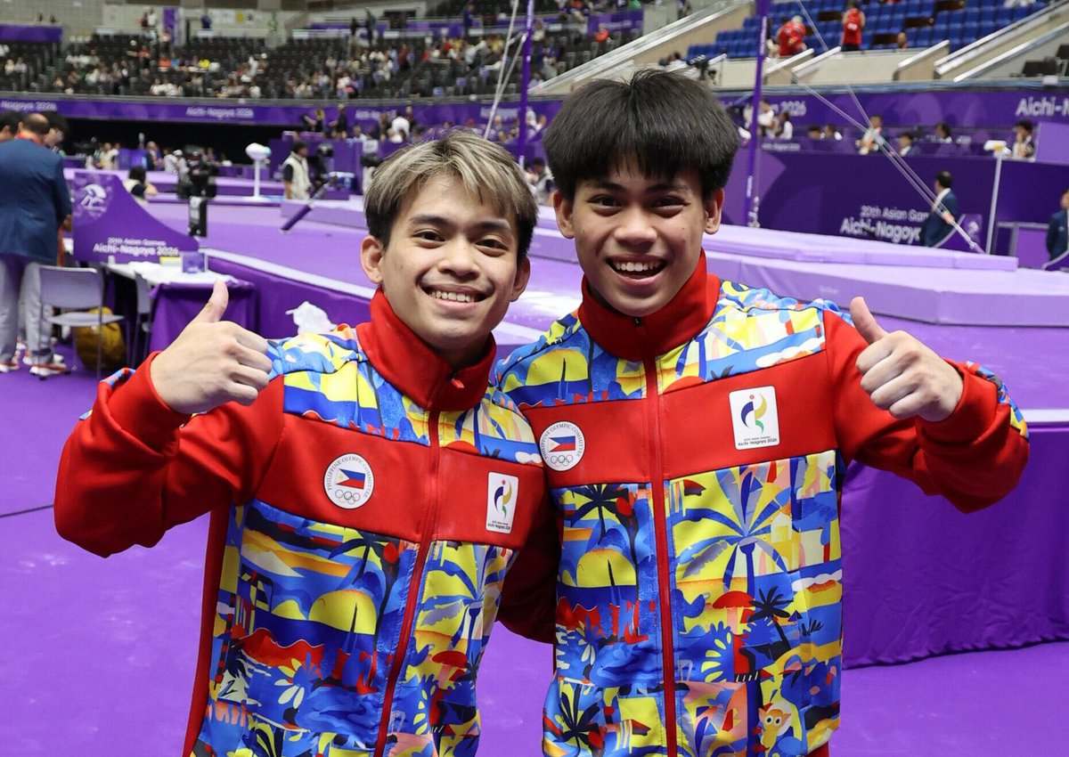 volleytiger's tweet photo. THE YULO BROTHERS SHINE IN AICHI-NAGOYA! ✨

Carlos Yulo brings home TWO GOLD MEDALS, while Eldrew Yulo secures BRONZE in his Asian Games debut.

🥇🥇 Carlos
🥉 Eldrew

SALAMAT, YULO BROTHERS! 🇵🇭

#AichiNagoya2026 #20thAsianGames https://t.co/B6tldWuraU