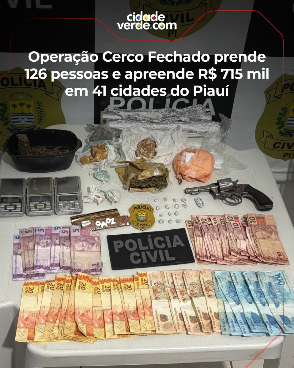 cidadeverde's tweet photo. A Polícia Civil do Piauí encerrou, nesta quinta-feira (24), mais uma fase da Operação Cerco Fechado, com 126 pessoas presas em 41 municípios do estado, da região Norte à região Sul. 

Acesse: https://t.co/QC0ZgY0c6j https://t.co/X3GmzJ5NyV