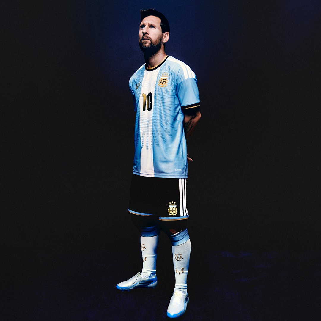brfootball's tweet photo. Argentina and adidas drop a special edition Leo Messi collection, which includes a jersey they will wear during the legend’s farewell game against Benin on October 6 🇦🇷🌟 https://t.co/xyzVQd3Hgb