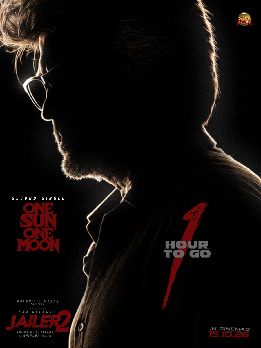 sunpictures's tweet photo. One hour to feel One Sun One Moon ⭐ #OneSunOneMoon #Jailer2

@rajinikanth @Nelsondilpkumar @anirudhofficial @vidya_balan @iam_SJSuryah #SurajVenjaramoodu @meramyakrishnan @iYogiBabu @mirnaaofficial @soupersubu @vijaykartikdop @Nirmalcuts @ChethanDsouza @AlwaysJani @KiranDrk @sunilreddy22 #PallaviSingh @valentino_suren @Alagiakoothan #SantoshRaju @kabilanchelliah @kuchirayar73 @RIAZtheboss #Jailer2FromOct15