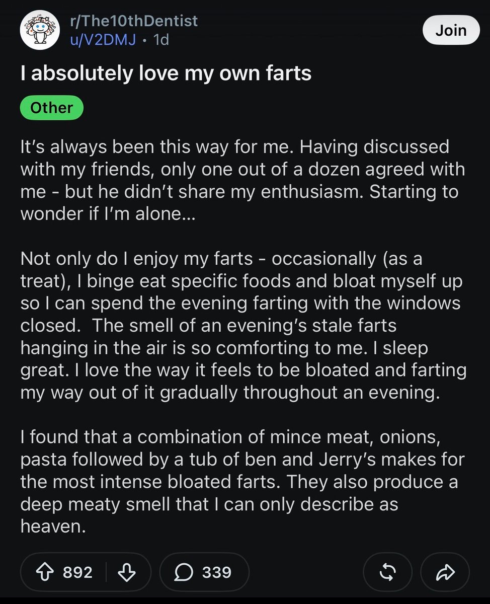 reddit_lies's tweet photo. I like how literal fart sniffers use Reddit. https://t.co/1NPitVxREF