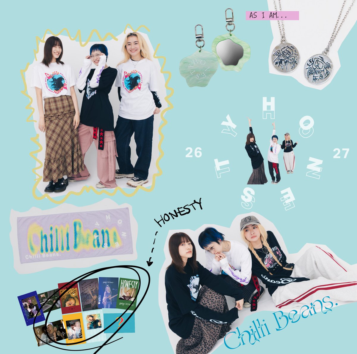 chillibeans_mc's tweet photo. ［ New Goods!! ］

＿＿

・"HONESTY" Face Towel
　 ¥2,500(tax in)
・”AS I AM" Mirror Keychain
　 ¥1,200(tax in)
・Two Sides Necklace
　 ¥2,000(tax in)
・"HONESTY" MOMENT CARD
　 [Random/全10種]
　1枚 ¥500(tax in)

＿＿

10/2(金) 「Tour 2026-2027 “HONESTY”」@ 北海道 PENNY LANE24より販売開始🪞
▷ https://t.co/d2vQXep7bP

#チリビ_HONESTY
