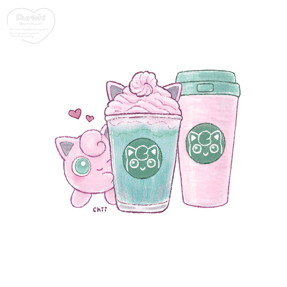purichi_puff's tweet photo. プリンちゃんのドリンクとタンブラー💚
(妄想) https://t.co/6eKQpReR6a