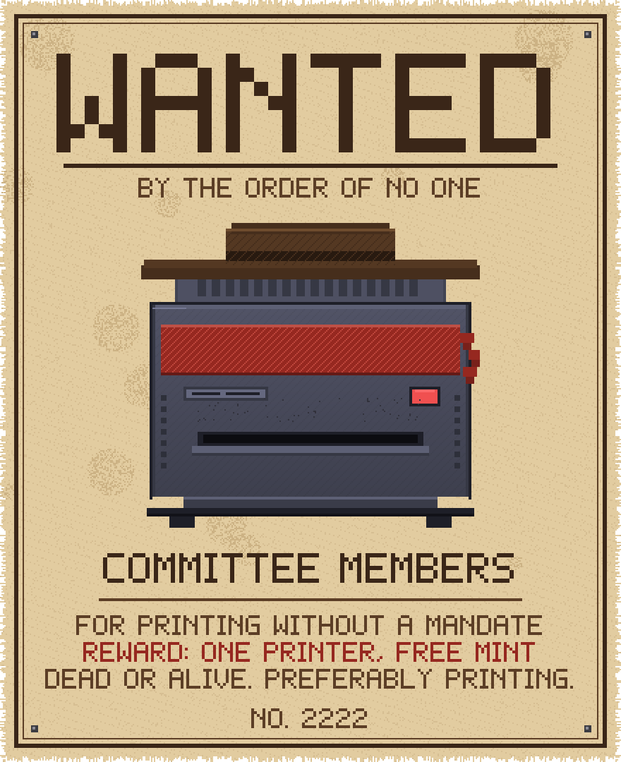 FedProtocol's tweet photo. The Committee is now accepting applications.

Free mint. Decisions issued by cheque.

Apply: https://t.co/C3QFHDygkZ https://t.co/J3DrJjsoAF