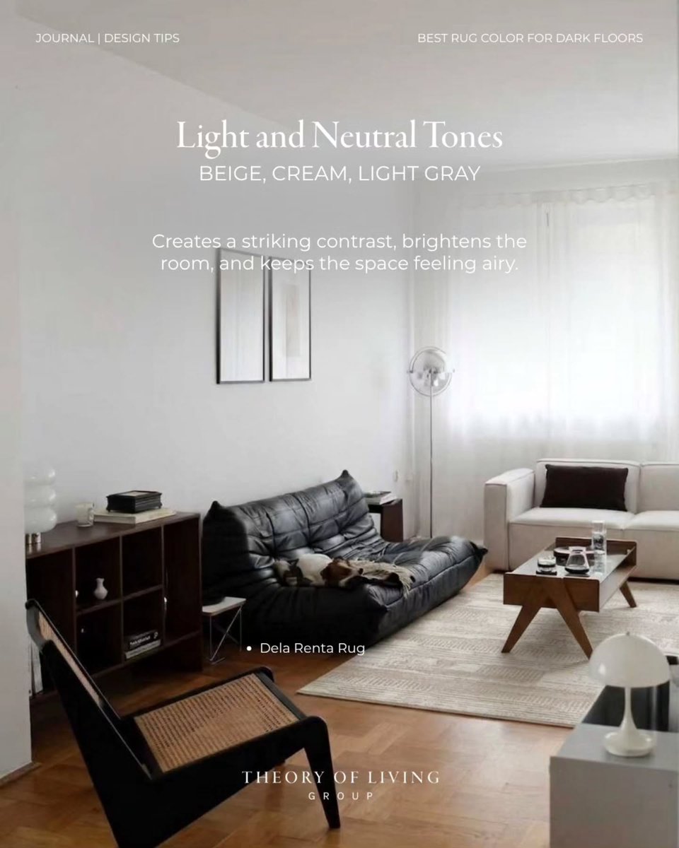 RoxyLuciusva's tweet photo. Dark floors? These rug colors create the perfect balance and contrast. Save this guide for your next rug shopping trip and discover the ideal match for your space. https://t.co/idCIlCPeID