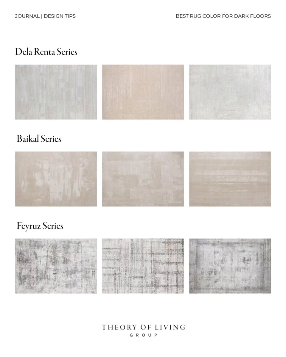 RoxyLuciusva's tweet photo. Dark floors? These rug colors create the perfect balance and contrast. Save this guide for your next rug shopping trip and discover the ideal match for your space. https://t.co/idCIlCPeID