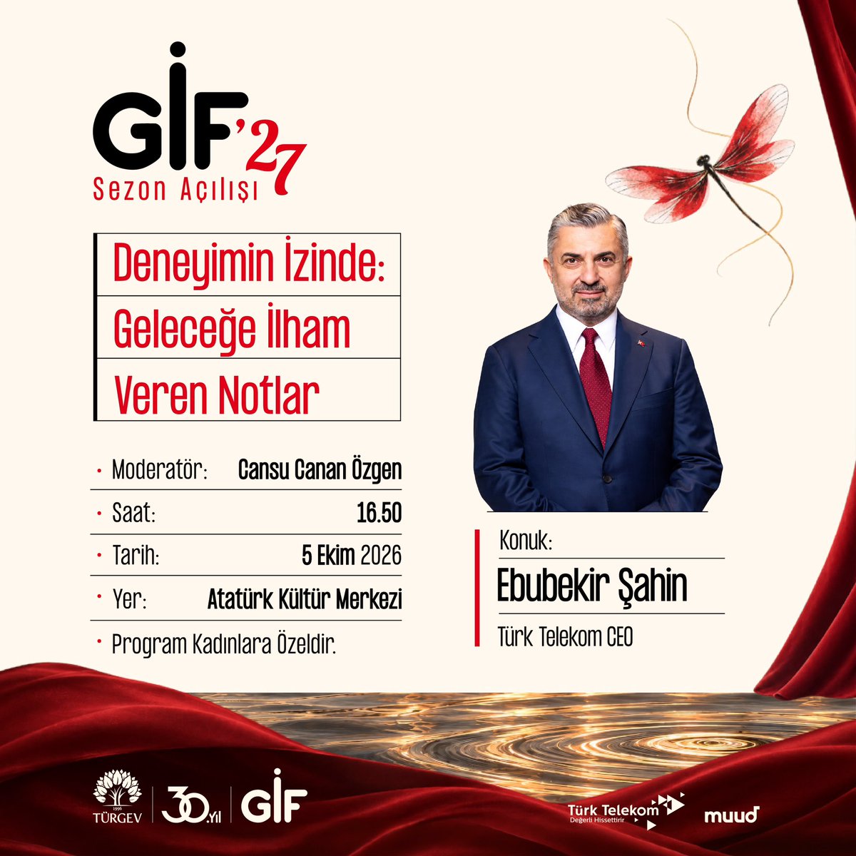 turgev's tweet photo. Bugün öğrendiklerimiz, yarının hikâyesini nasıl şekillendirir?

GİF’27 Sezon Açılışı’nda Türk Telekom CEO’su Ebubekir Şahin’in konuk olacağı “Deneyimin İzinde: Geleceğe İlham Veren Notlar”söyleşisinde, moderatör Cansu Canan Özgen eşliğinde deneyimlerin geleceğe bıraktığı izleri konuşacağız. 

@ebekirsahin 

🔗 Kayıt linki 👇

https://t.co/c4nySpXetp