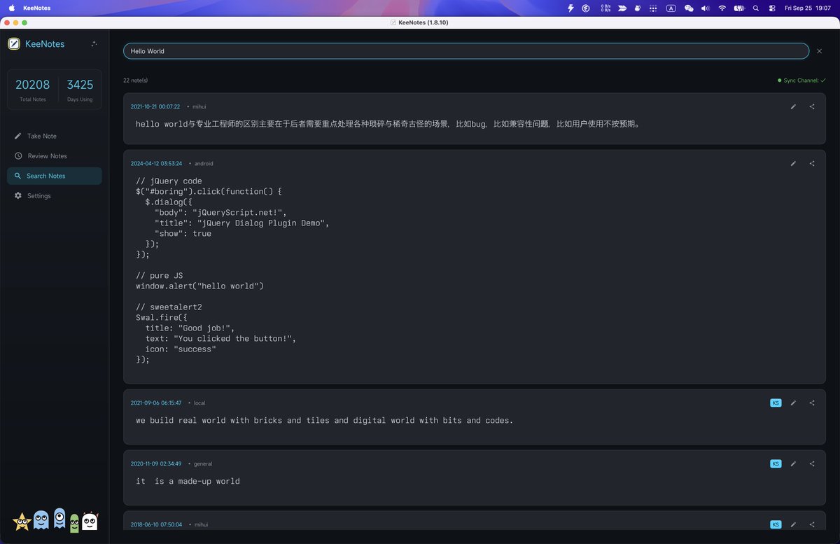keenotes2026's tweet photo. KeeNotes Desktop v1.8.10  add 3-layer search hierarchy:

1. wildcard search with SQL as first priority for accuracy;
2. keyword search for recall;
3. embedding/semantic search as optional. (also for recall) https://t.co/ETM5ou8pgR