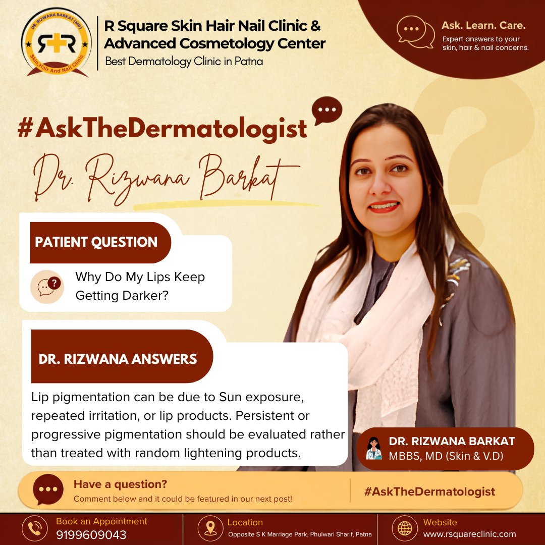RNail49714's tweet photo. 💋✨ Your lips deserve care, not guesswork!

Instead of trying random remedies or harsh lightening products, take a closer look at what your skin is telling you. If the pigmentation persists or keeps changing, a dermatologist can help identify the possible cause and right care. https://t.co/Ep651zmKDs