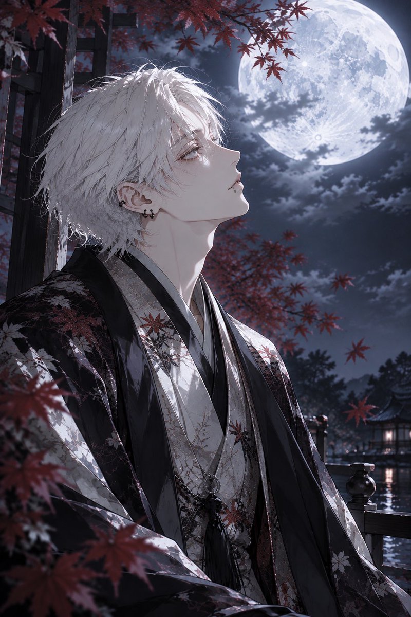 819Bonnie's tweet photo. 🌕

月白風清

#四飼AIイラスト　律 伊織 奏斗 蓮 https://t.co/5DIoPQ50mi