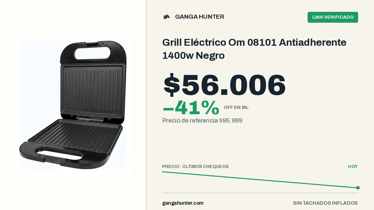 GangaHunterAR's tweet photo. 🔥 Grill Eléctrico Om 08101 A… a $56.006
-41% hoy. Son $39.993 que no gastás ($95.999 → $56.006).
👉 Comprar en ML: https://t.co/58ZMg7O8Z0
🔎 Buscarlo en el radar: https://t.co/OG64GNIXGt https://t.co/87BGvQeOhi
