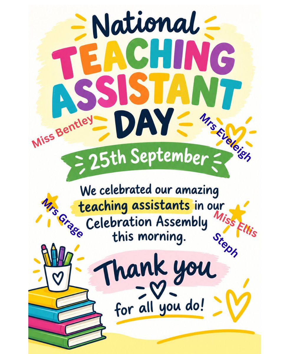 puller_memorial's tweet photo. 💛 Happy National Teaching Assistant Day! 💛

A huge thank you to Miss Ellis, Mrs Grage, Mrs Eveleigh, Miss Bentley &amp; Steph for all your hard work, care and dedication. You make such a difference every day! 🌟📚

We appreciate you! 💐 https://t.co/K6e4HyHs12