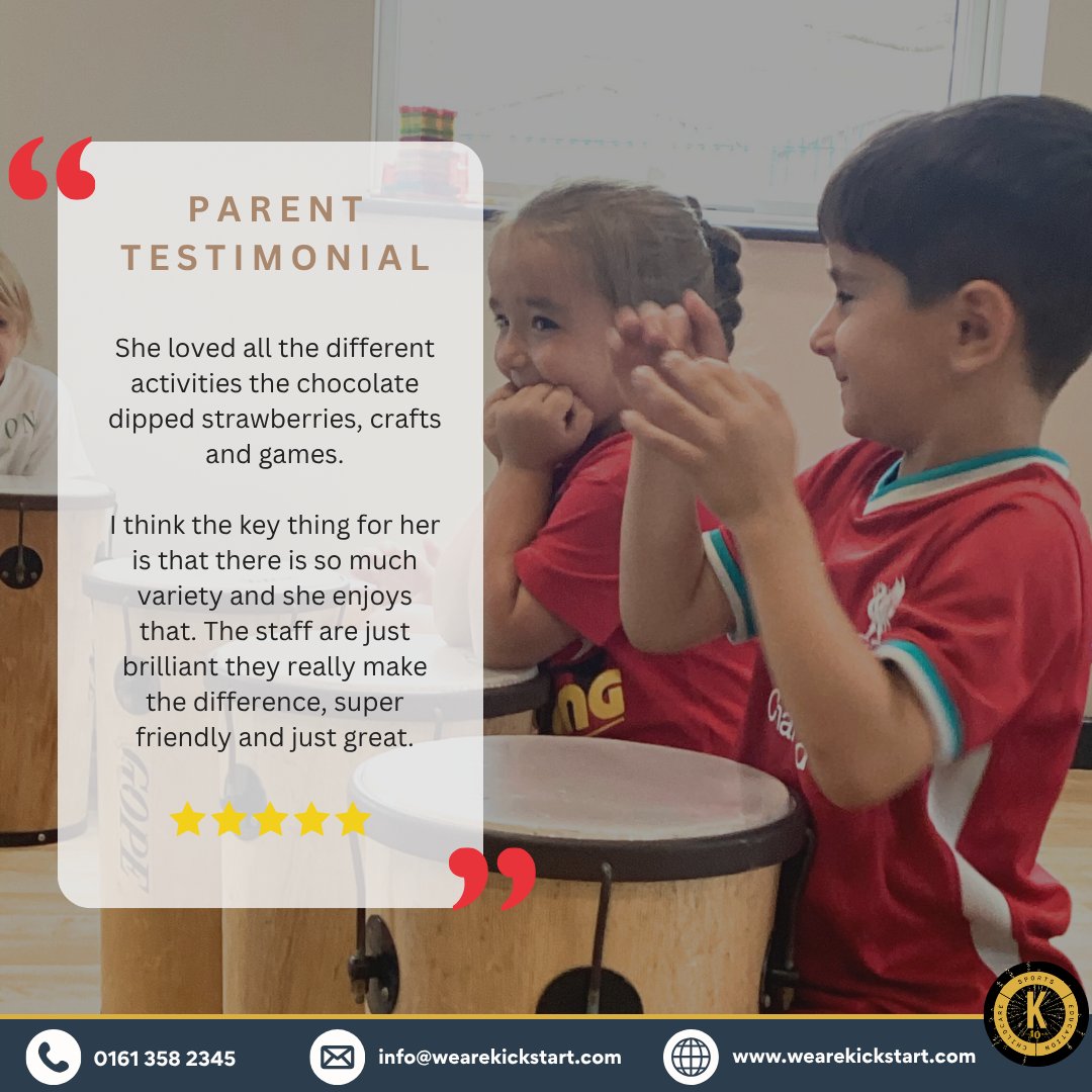 wearekickstart's tweet photo. π¬ We love hearing from our parents!
From chocolate-dipped strawberries and crafts to games and activities, thereβs always plenty of variety at Kickstart! ππ¨
Thank you for the lovely feedback about our fantastic team! β€οΈ
#ParentTestimonial #Childcare #Kickstart https://t.co/XJHC0TwGtc