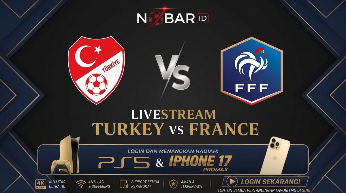 nobarid_off's tweet photo. LINK LIVE STREAMING Turkey VS France SEPAK BOLA 2026 ANTI LAG 

https://t.co/KmrNApbs1B

#SEPAKBOLA2026 #LiveStreamingBola #SiaranLangsung #NontonBolaLive #LiveBolaFB #UCL #kylianmbappe #NobarID #nontonbola https://t.co/9YlwCj7Ozi