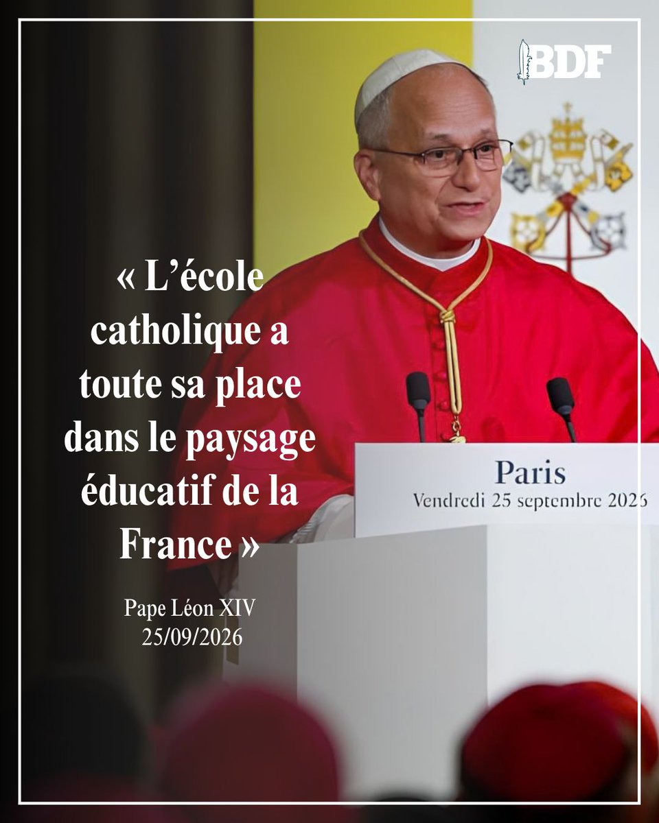 billetdefrance's tweet photo. 💥 École catholique.

Le pape Léon XIV a rappelé l'importance de l'école catholique et la place qu'elle doit exercer en France au Palais de l'Élysée.

🔗 https://t.co/pDkS5HfvDY https://t.co/gLsx7XXTPF