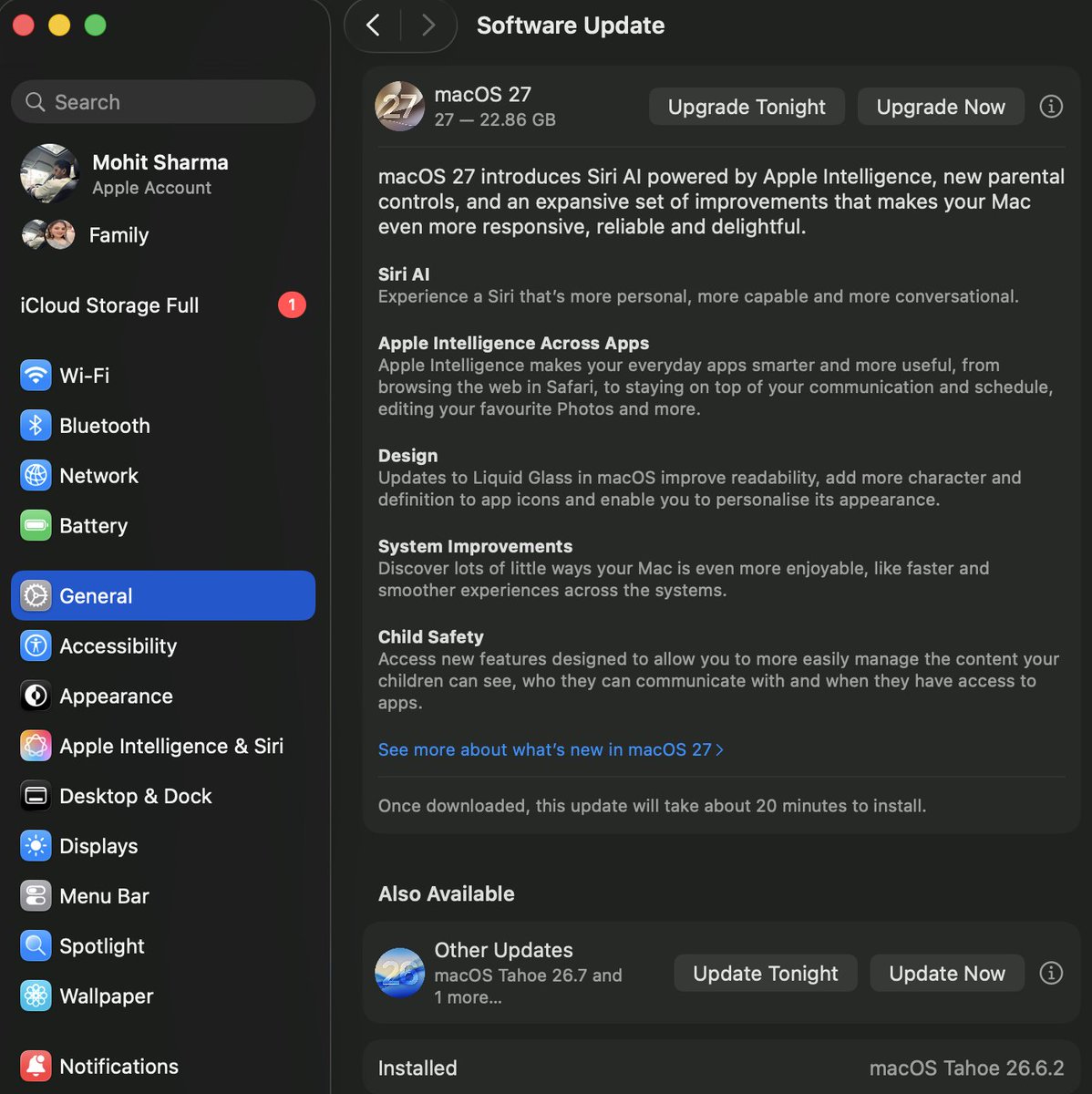 imohitsharmaaaa's tweet photo. MACOS 27 UPDATE LIVE #MACOS27 #macOS27 https://t.co/VKKm6sbJ3F