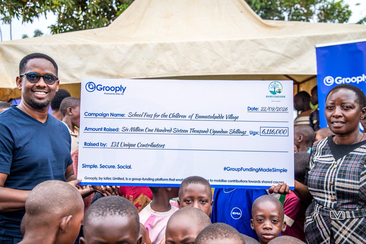 BamutakuddeV's tweet photo. A promise. A movement. A community that delivered.
131 contributions came together to raise UGX 6,116,000, opening doors to education for the children of Bamutakudde Village.
To every donor, and to Grouply by @ioTec Limited for making it happen, thank you.
#BamutakuddeVillage https://t.co/10kHAVQd4R