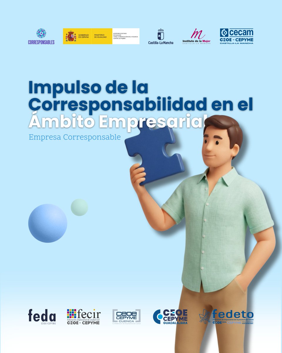 _CECAM's tweet photo. Incorporar la corresponsabilidad a la cultura empresarial contribuye a mejorar el bienestar de las personas, favorecer la retención del talento y construir entornos laborales más igualitarios, sostenibles y competitivos.

🔗 Infórmate: https://t.co/sUB3SBFilQ

#CECAM #EmpresaCorresponsable #IgualdadCLM #Conciliación #Corresponsabilidad #EmpresasCLM