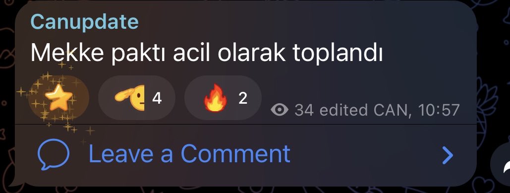 Canupdate2's tweet photo. Bugün gerçekleşecek “Acil” başlıklı Mekke Paktıyla birlikte üye ülkelerden birine yapılan saldırı tüm üyelere yapılmış kabul edilir mekanizmasının devreye girmesi için ilk somut adımların atılacağı görüşme olması bekleniliyor.

Türkiye sıcak bakmıyor diyenlere karşı anlattığımız kısımın ilk ayağını belki de bugün göreceğiz. Bu aynı zamanda İran’ın son açıklamalarıyla da paralel okunmalı

🫡