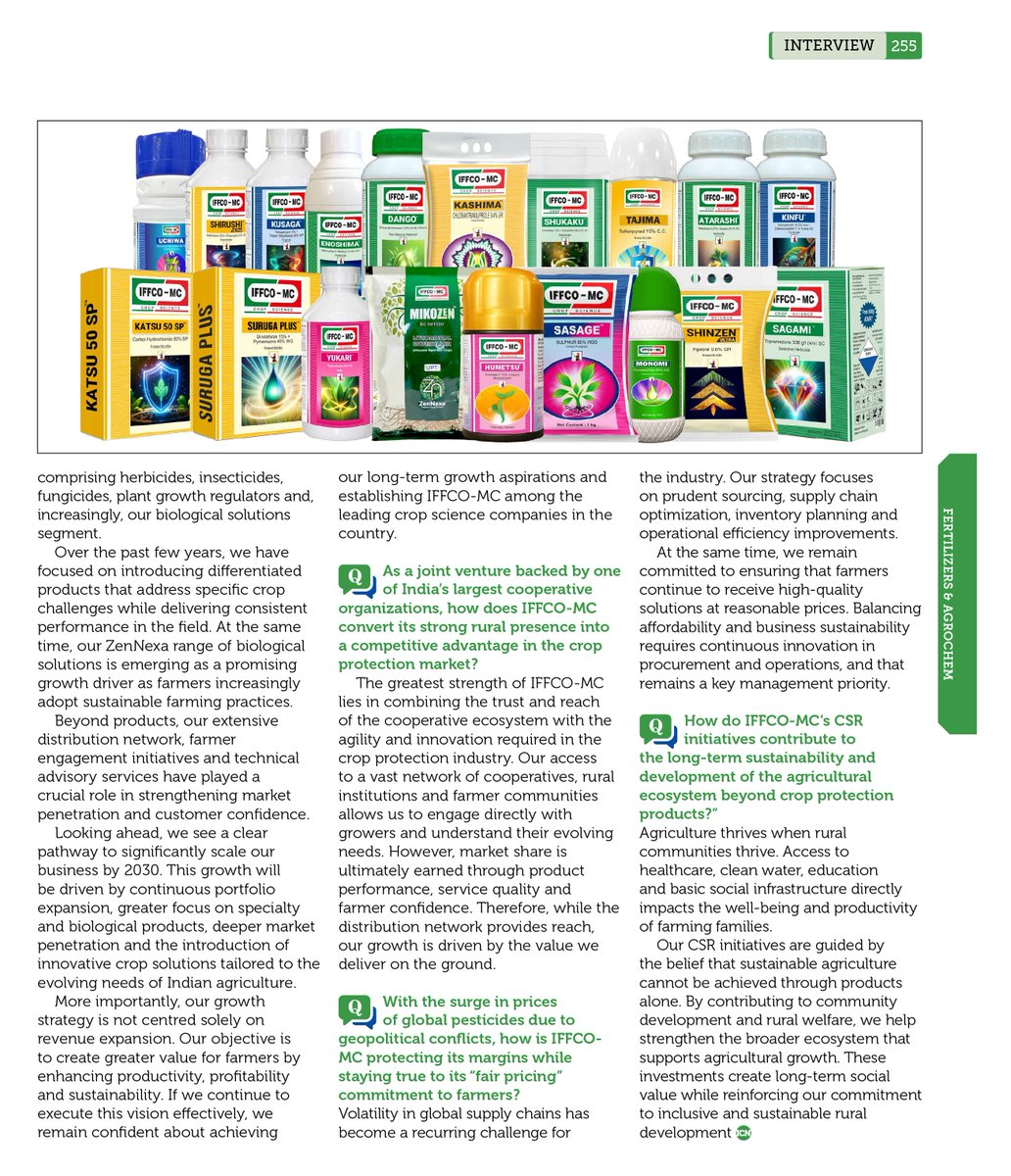 iffcomc's tweet photo. We are pleased to share the feature of Sh. @Dileep_Sanghani, Chairman, @IFFCO_Coop &amp; IFFCO-MC, in the 6th Edition of Chemical Industry Outlook 2026.

Link - https://t.co/WKvHolZRps

#IndianChemicalNews #DileepSanghani #Agriculture #iffco #iffcobazar #iffcomc https://t.co/Mp2djZjcTD