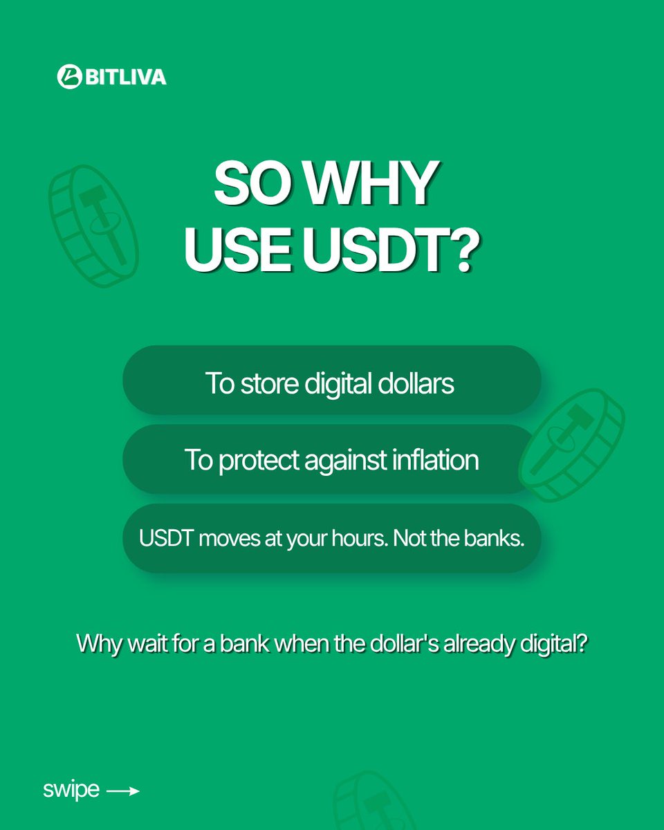 usebitliva's tweet photo. It’s the dollar, minus the paperwork. ���

Trade USDT on BitLiva. https://t.co/1IP31AbQVH