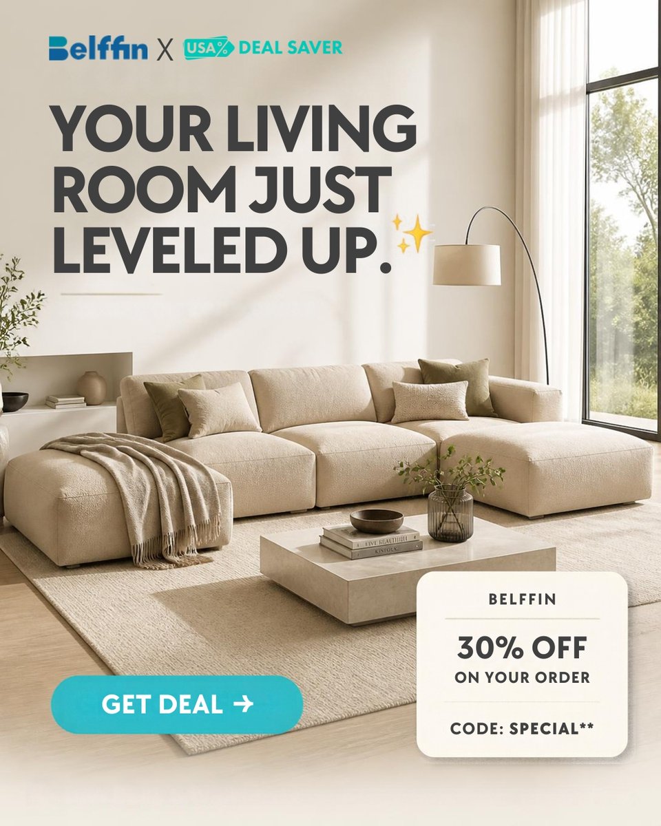 usadealsaver's tweet photo. Your next home upgrade just got more affordable. ✨ Take 30% off Belffin with our code and explore more home deals on USA Deal Saver.

For more, visit:
https://t.co/DCDa89glZD

#Belffin #HomeDecor #FurnitureFinds #LivingRoomInspo #HomeDeals #USADealSaver https://t.co/vJusP9tLUm