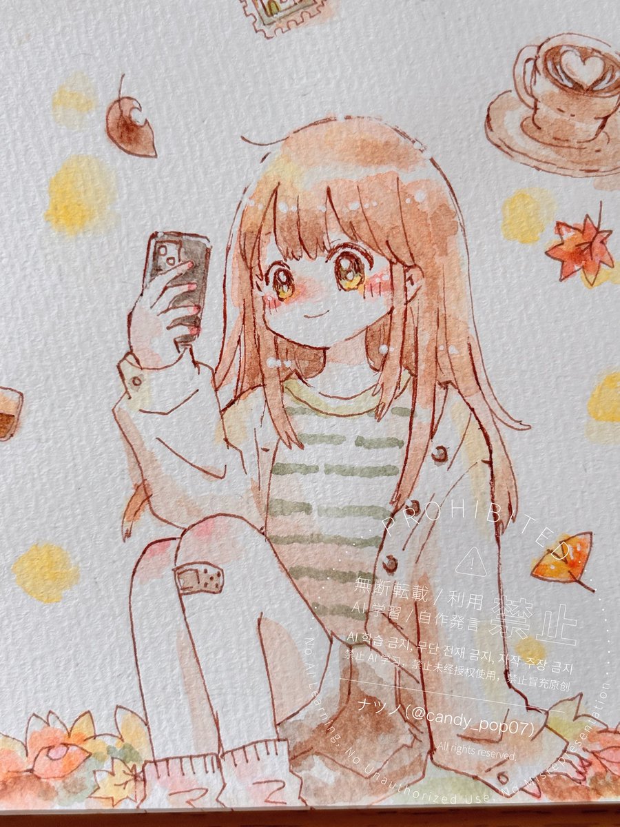 candy_pop07's tweet photo. 久しぶりにアナログイラスト描きました！セリアのミニパレット大活躍✨秋の配色🍁
 #ナツノイラストまとめ  #透明水彩  #アナログイラスト #イラスト  #創作絵 https://t.co/jvfQEshruh