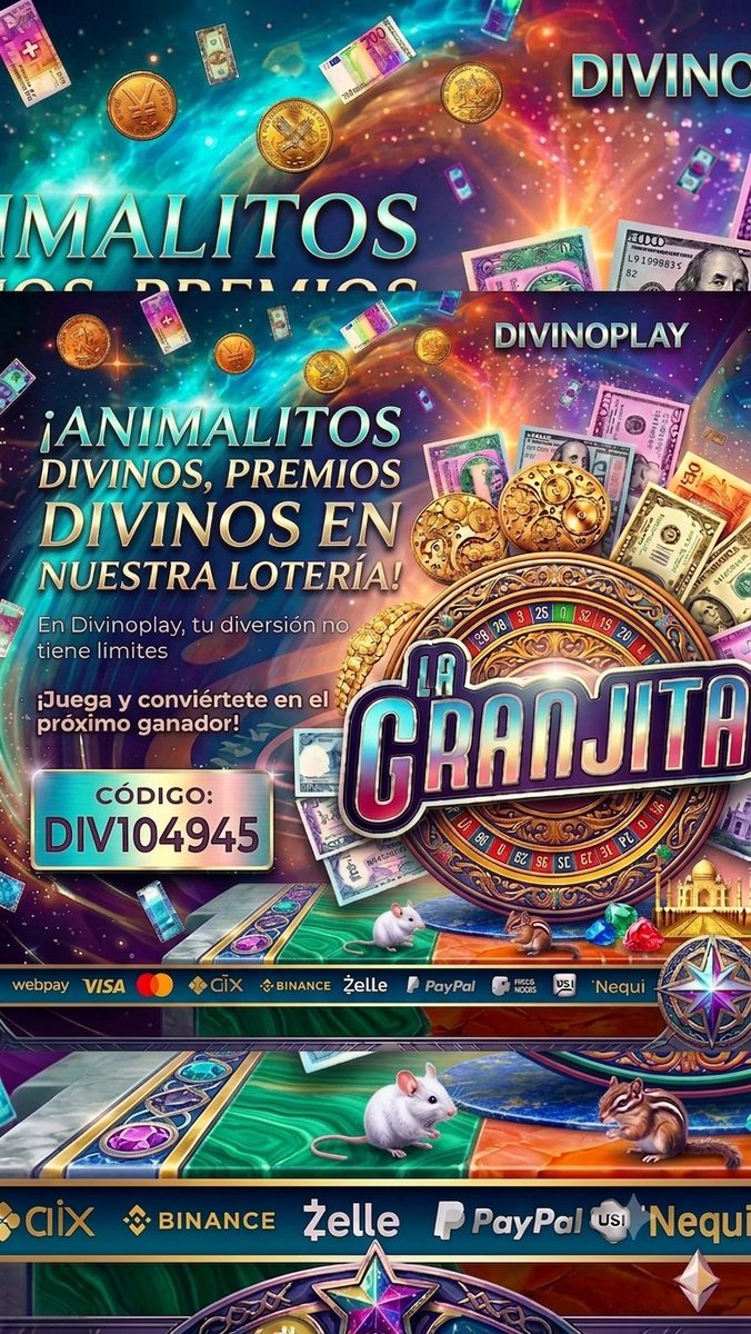 NELSONENCANCHA's tweet photo. AHORA PUEDES JUGAR TUS  ANIMALITOS EN UNA PAGINA SEGURA OJO NO TRANCAN ANIMALITOS 
REGISTRATE AQUI DALE CLIK ⬇️⬇️⬇️
TE invitó a Regístrarte con mi Código Promocional ➡️ DIV104945 Y VAS RECIBIR 50% MAS DE LO QUE DEPOSITES

Registrate aquí ￼￼ https://t.co/mKuhAIhKRq https://t.co/n9e8ZZYvHv