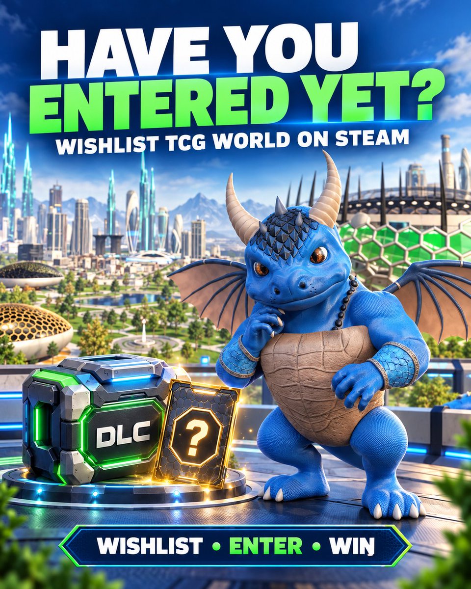 PlayTCGWorld's tweet photo. TCG World is coming to Steam! 🌍🐉
Already wishlisted?

 Upload your screenshot and enter the giveaway for a chance to win Mystery Packs and DLC prizes, including the Apex Founder’s Pack 🎁

Share or repost to qualify for the main prizes 👇
https://t.co/qnqT88sgwA⁠� https://t.co/Pb6vxMipRe