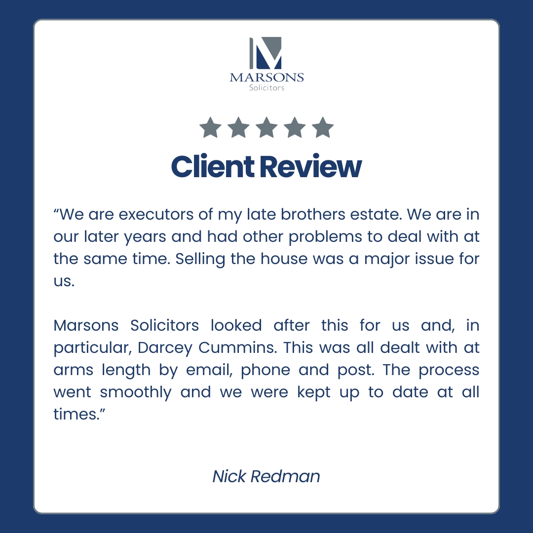 MarsonsLLP's tweet photo. Nick and his family were executors of his late brother's estate. 

Our team handled the property sale by email, phone and post, keeping them updated throughout. 

Thank you for sharing, Nick.
.
.
.
.

#marsonssolicitors #bromleysolicitors #clientreview https://t.co/Ug7BgBXXhQ