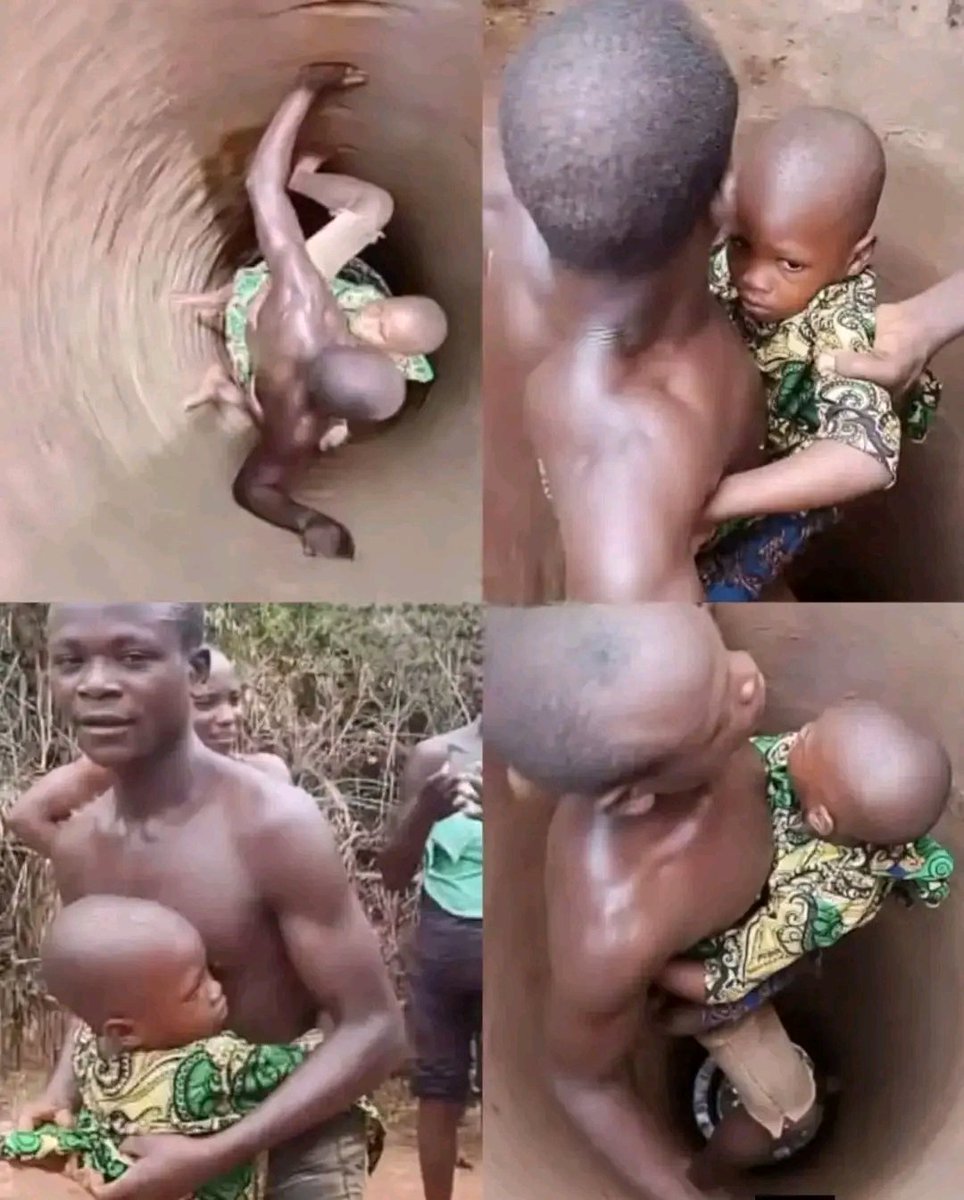 Chadlens1's tweet photo. 🦸‍♂️ Au #Cameroun un homme a risqué sa vie pour sauver un enfant tombé au fond d'un puits
Sans échelle ni équipement de #sécurité il s'est agrippé aux parois à la seule force de ses bras pour remonter l'enfant sain et sauf
Un acte de bravoure exceptionnel salué par tous👏🇨🇲
​#Chad https://t.co/txqk9jw6AT
