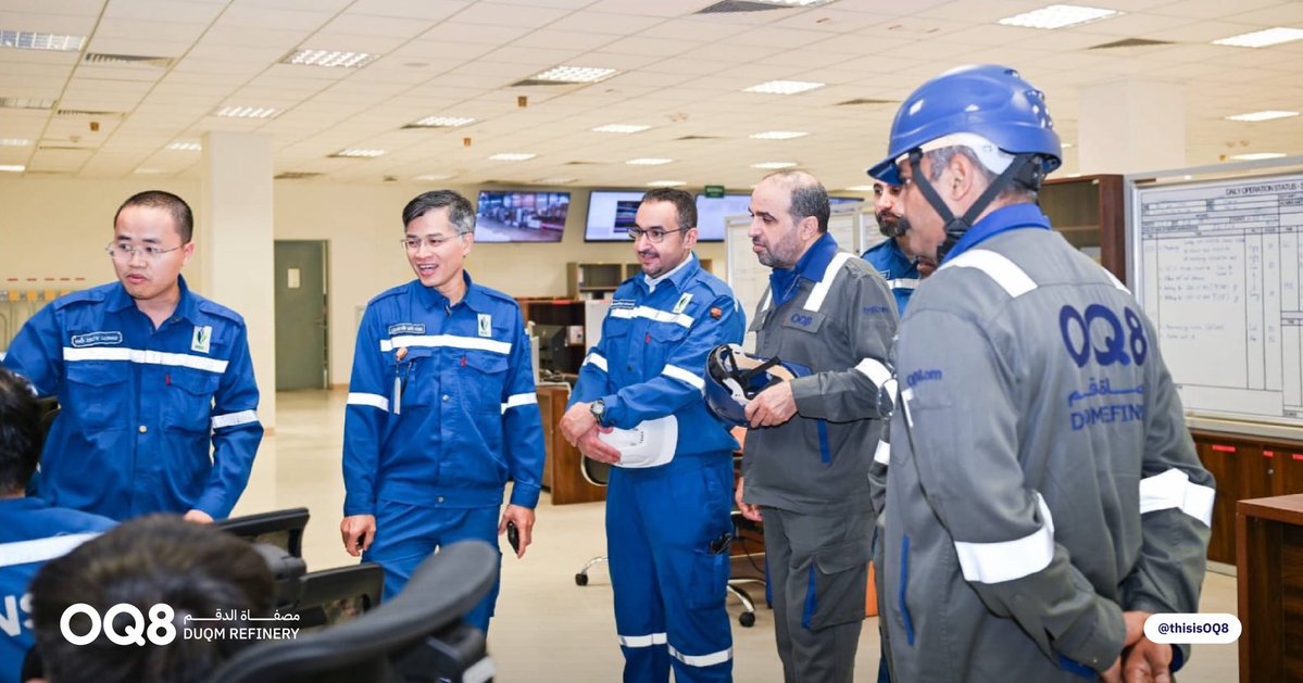 thisisoq8's tweet photo. قامت الإدارة التنفيذية في مصفاة الدقم بزيارة شركة Nghi Son Refinery and Petrochemical (NSRP) في فيتنام، للاطلاع على أفضل الممارسات وتبادل الخبرات في مجالات الكفاءة التشغيلية، والصيانة الدورية، وسلسلة الإمداد، وتطوير الكفاءات البشرية.

وتأتي هذه الخطوة ضمن توجه مصفاة الدقم نحو تعزيز التعاون المستمر والاستفادة من التجارب المشتركة، بما يدعم تطوير الأداء ويرسخ التركيز والتميز في مختلف مجالات العمل.

OQ8’s Executive Management visited Nghi Son Refinery and Petrochemical (NSRP) in Vietnam to explore best practices and exchange expertise in operational efficiency, turnaround and maintenance, supply chain, and people development.

This engagement forms part of OQ8’s continued efforts to strengthen collaboration and leverage shared experiences, supporting performance development and reinforcing focus and excellence across our operations.
