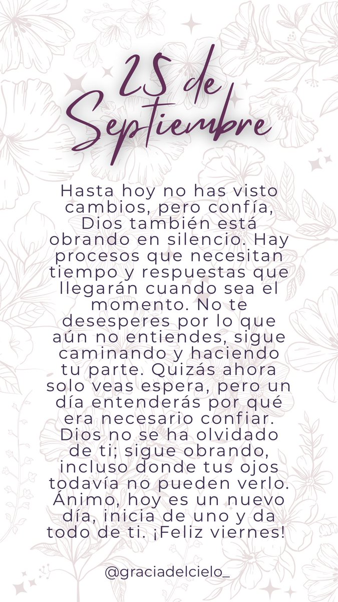 GraciadelCielo_'s tweet photo. Dios obra en silencio✨🙏🏽❤️‍🩹
¡Confía! https://t.co/bixO3J87uJ