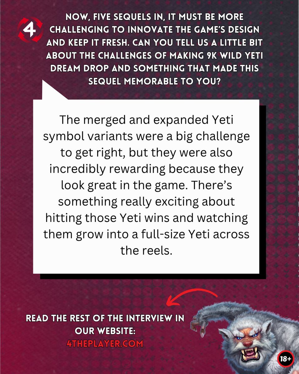 4ThePlayercom's tweet photo. After our walk down memory lane, we sat down with our Creative Director to talk all things 𝟵𝗞 𝗪𝗶𝗹𝗱 𝗬𝗲𝘁𝗶 𝗗𝗿𝗲𝗮𝗺 𝗗𝗿𝗼𝗽 and how our Yeti has evolved over the last 7 years ⛰️

Swipe to see what he had to say 👉

Read the full interview here:
https://t.co/6GHy8T6lhH

🔞| https://t.co/TxO52LEoEP| Play Responsibly