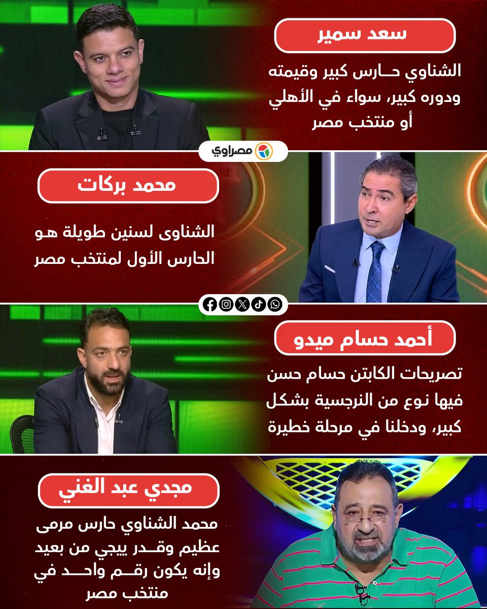 masrawy's tweet photo. ردود أفعال قوية من نجوم كرة القدم على تصريحات حسام حسن ضد الشناوي https://t.co/iJFb53Wjg5