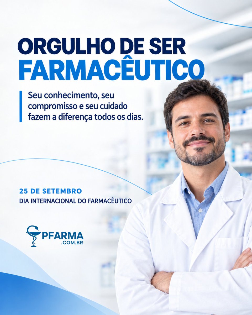 pfarma's tweet photo. Hoje é dia de reconhecer quem está presente em tantos momentos de cuidado.

Ser farmacêutico é unir conhecimento, responsabilidade e compromisso para contribuir todos os dias com a saúde e o bem-estar das pessoas. https://t.co/4gJ10LmGdy